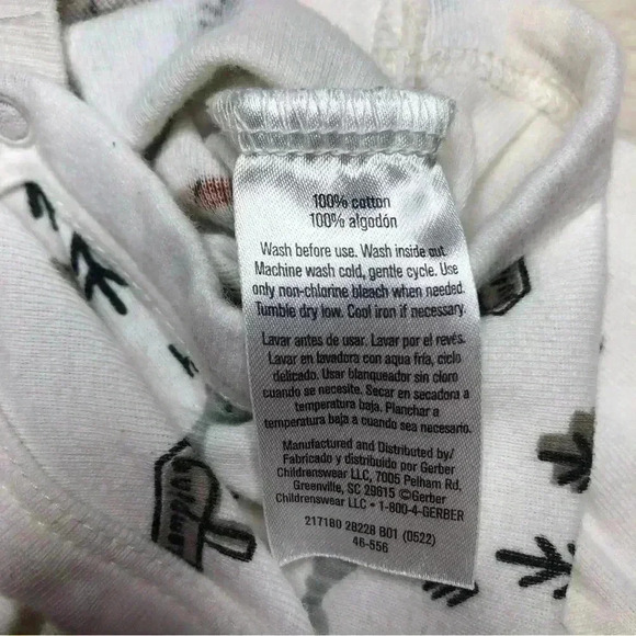 Gerber Onesie Diaper Shirt White Woodland Creatures  Size Neworn - Picture 3 of 16